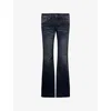 Jaded London Mens Creased Drift Flared-leg Denim Jeans Indigo