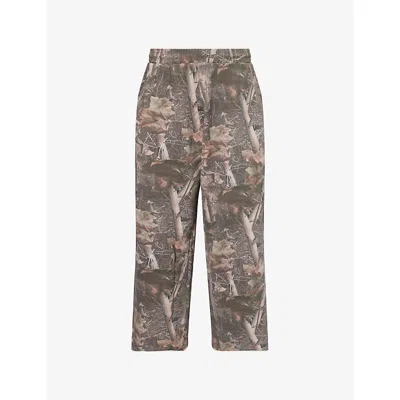 Jaded London Mens Woodland Camo Monster Woodland-and-camo Wide-leg Cotton-jersey Jogging Bottoms