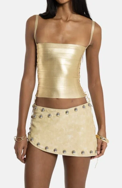 Jaded London Metallic Lace-up Bandage Top In Multi