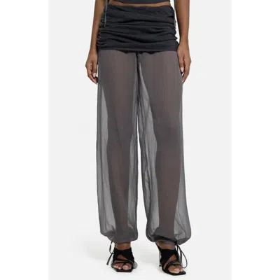 Jaded London Mixed Media Chiffon Joggers In Black
