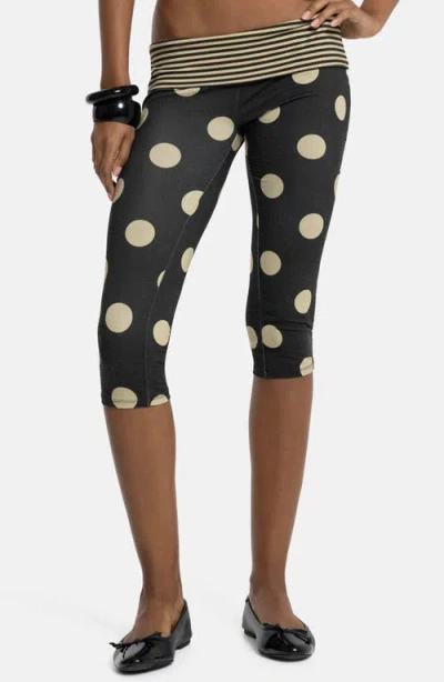 Jaded London Mixed Print Foldover Waist Capri Pants In Black