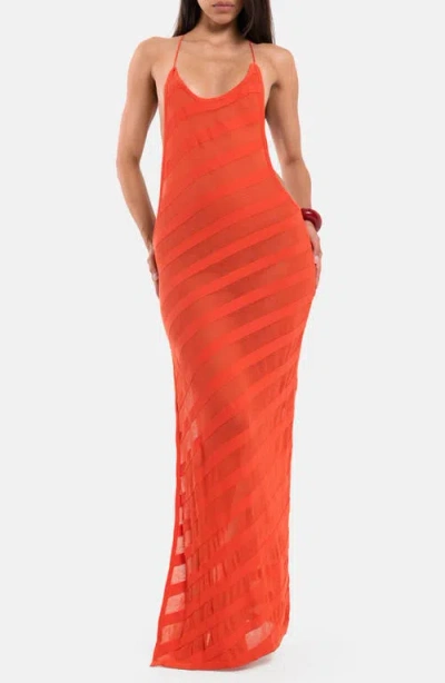 Jaded London Noir Knit Maxi Dress In Orange