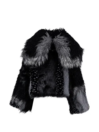 Jaded London Oksana Faux-fur Patchwork Asymmetric Jacket In Multi