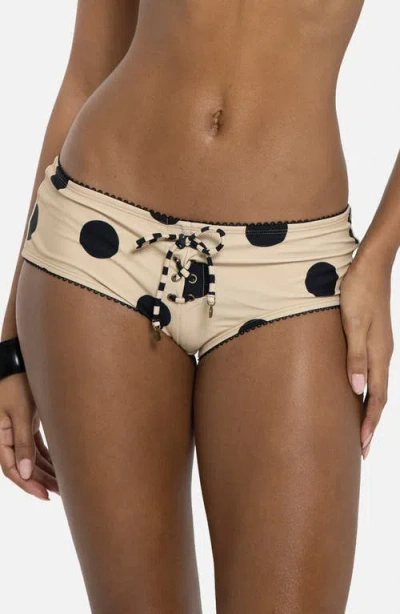 Jaded London Polka Dot Hot Pant Bikini Bottoms In Brown