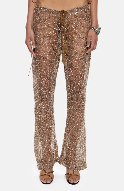 Jaded London Sequin Mesh Drawcord Pants In Multi