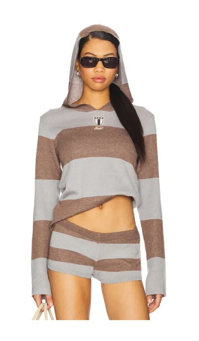 Jaded London Stripe Knitted Rugby Top With Hood In Multi