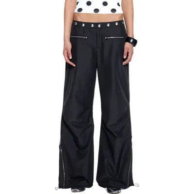 Jaded London Studded Wide Leg Parachute Pants In Black