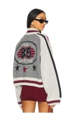 Jaded London Team 85 Knitted Bomber Jacket In Grey