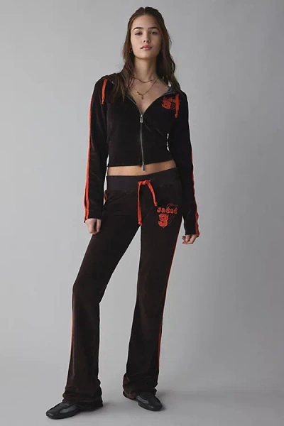 Jaded London Stripe Velour Low-rise Pant In Brown, Women's At Urban Outfitters