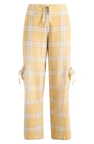 Jaded London Vellora Low Rise Check Trousers In Yellow