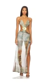 Jaded London Vida Backless Maxi Dress With Shell Trim In Multi