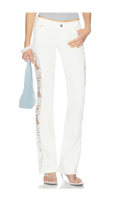 Jaded London White Cooper Jeans With Lace Applique