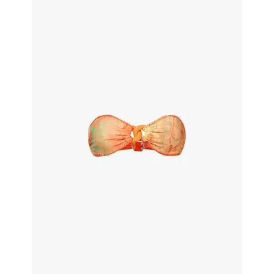 Jaded London Womens Abstract-pattern Bandeau Bikini Top In Orange