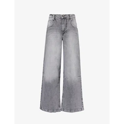 Jaded London Womens Grey Colossus Wide-leg Mid-rise Jeans