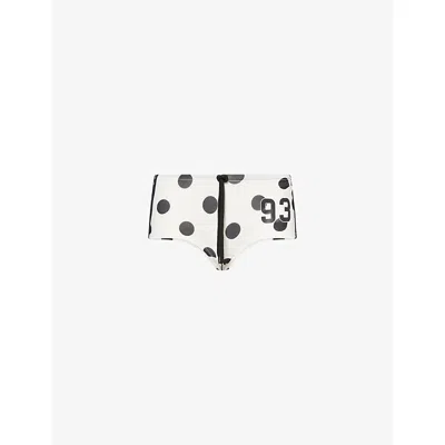 Jaded London Womens Polka-dot Number-print Stretch-jersey Football Shorts Black In White