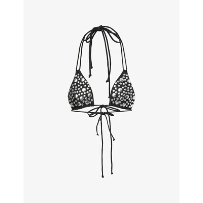 Jaded London Womens Black Silvra Studded Bikini Top