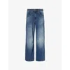 Jaded London Womens Blue Colossus Studded Wide-leg High-rise Denim Jeans In Blue