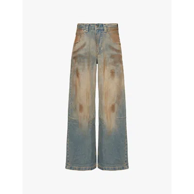 Jaded London Womens Mud-wash Colossus Low-rise Denim Jeans Blue