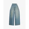 Jaded London Womens Blue Slub Xl Colussus Faded-wash Wide-leg High-rise Denim-blend Jeans In Blue