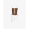 Jaded London Womens Brown Odile Lace-up Faux-leather Corset Top