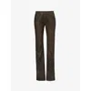 Jaded London Womens Brown Cooper Straight-leg Faux-leather Jeans
