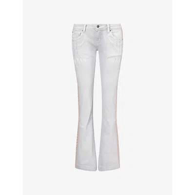 Jaded London Womens Cream Nadia Bootcut Cooper Stretch-denim Jeans In White