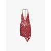 Jaded London Womens Red Dandara Beaded Knit Mini Dress