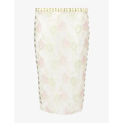 Jaded London Womens Fioretta Studded Lace Midi Skirt Multi