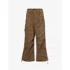 Jaded London Womens Forest Green Parachute Camouflage Wide-leg High-rise Cotton-poplin Trousers In Forest Green