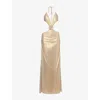 Jaded London Womens Multi Gold Vida Halterneck Woven Maxi Dress In Gold