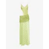 Jaded London Womens Green Stellar Bead-embellished Mesh Maxi Dress In Green