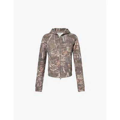 Jaded London Womens Woodland Mini Monster Camouflage Cotton-jersey Hoody Green