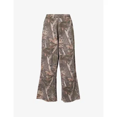 Jaded London Womens Woodland Monster Camouflage Cotton-jersey Jogging Bottoms Green