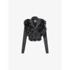 Jaded London Womens Grey Faux-fur Long-sleeves Knitted Shrug In Multi