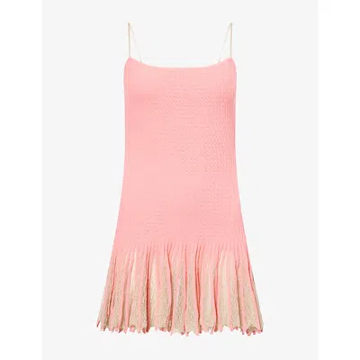 Jaded London Womens Isen Knit Woven Mini Dress Coral In Pink