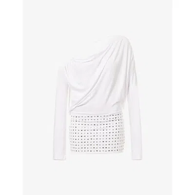 Jaded London Womens White Arina Studded Jersey Mini Dress