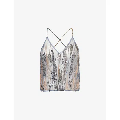 Jaded London Womens Blue Ashlee Embellished Camisole Top In Multi