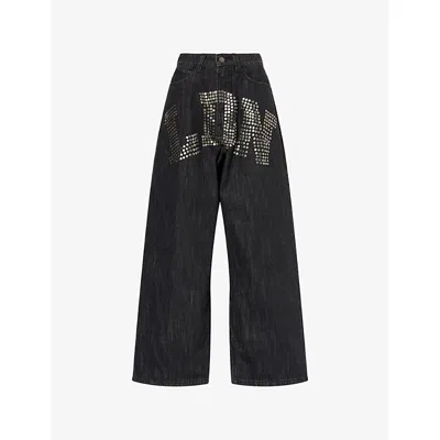 Jaded London Womens  Colossus Xl Studded Denim Jeans In Black