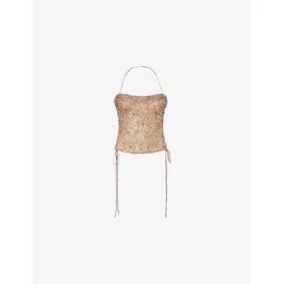 Jaded London Womens Multi Draped Lace Up Woven Corset Top