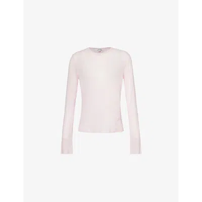 Jaded London Womens Flared-cuffs Exposed-stitching Woven-blend Top Pink