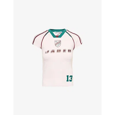Jaded London Womens Pink No.13 Football Baby Stretch-jersey T-shirt