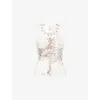 Jaded London Womens Multi Graphic-pattern Lace-panel Cotton-blend Top In White