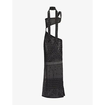 Jaded London Womens  Opaline Studded Stretch-woven Maxi Dress In Black