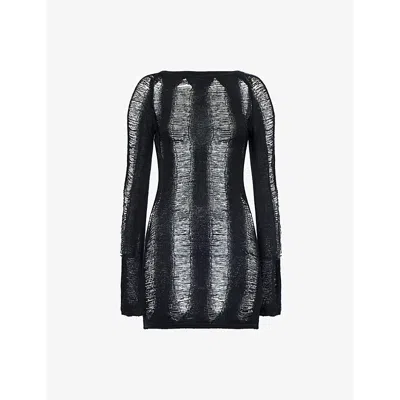 Jaded London Womens Open-at-back Long-sleeves Knitted Mini Dress Black
