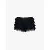 Jaded London Womens Black Rhea Ruffle-frill Lace Bloomer Shorts In Black