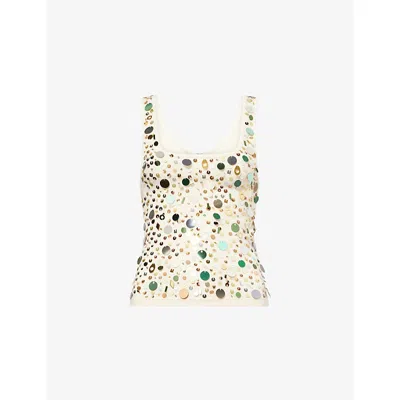 Jaded London Womens Multi Sequin-embellished Stretch-rib Vest Top