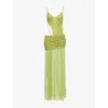 Jaded London Womens Multi Stellar Asymmetric Embellished Maxi Dress In Green