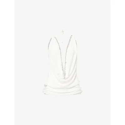 Jaded London Womens White Tatiana Halterneck Woven Top