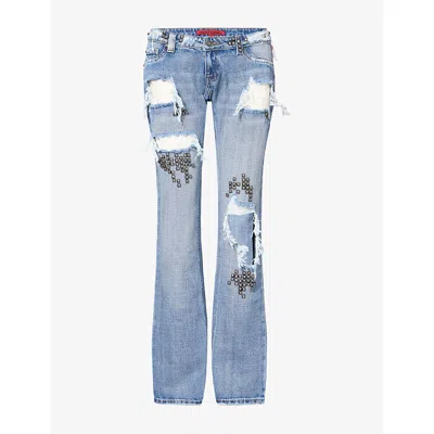 Jaded London Womens  Tori Distressed Denim Jeans In Blue