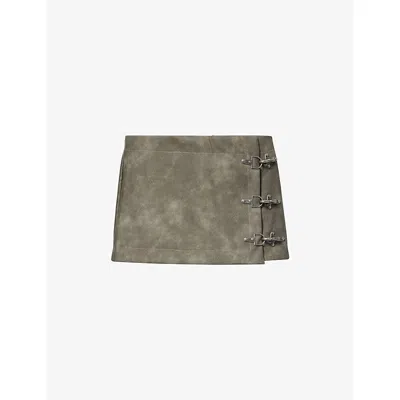 Jaded London Womens  Wrap Faux-leather Mini Skirt In Gray